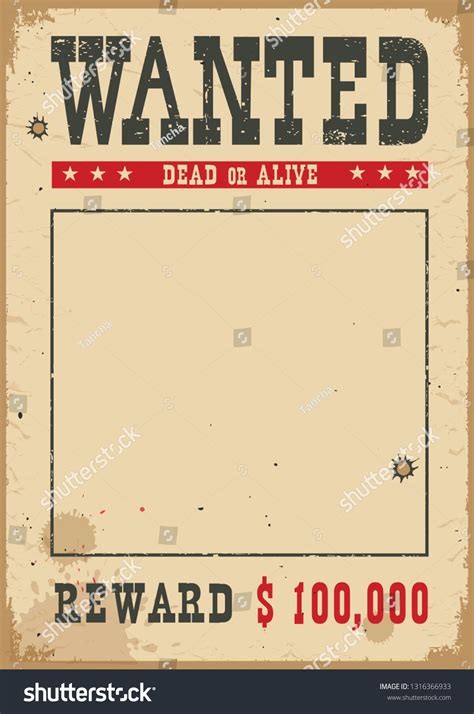 Wanted Poster Portrait Western Vintage Paper Stock Vector Royalty Free
