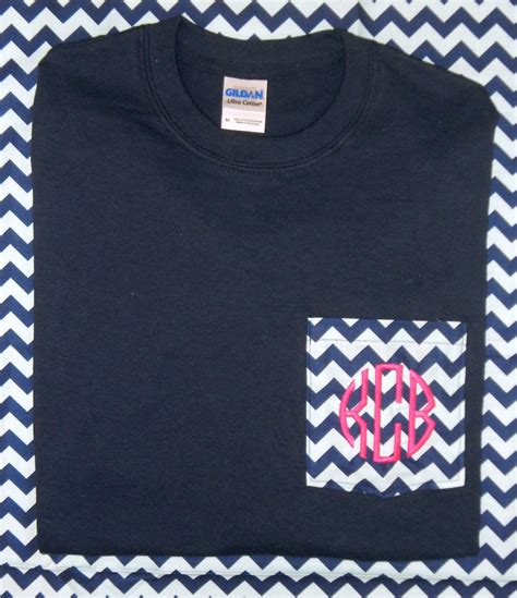 Monogrammed Personalized Fabric Pocket T Shirt Tshirt Tee Initials Hot