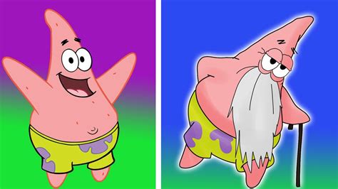 Spongebob Squarepants Patrick Star Characters As Get Old Version