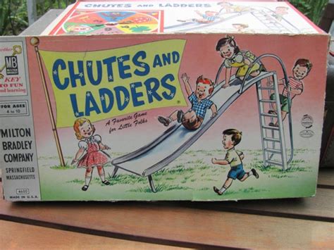 Vintage Chutes And Ladders Game Board And Box Circa 1960