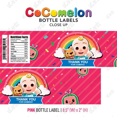 Cocomelon Personalized Water Bottle Labels Printable For Etsy