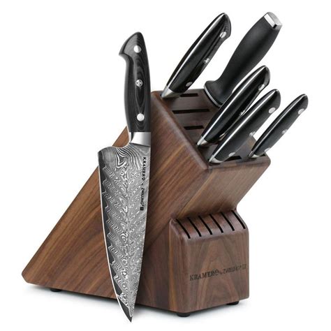 Kramer by Zwilling Stainless Damascus Knife Block Set, 7 Piece
