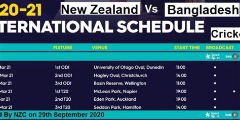 New zealand vs bangladesh 1st odi preview: New Zealand Vs Bangladesh Cricket Series Schedule (2021 ...