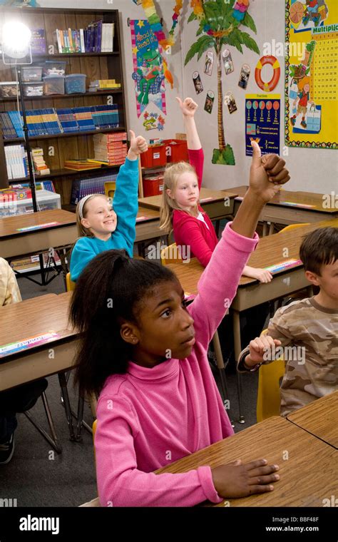 Child 10 Years Old Classroom Raise Hand Hi Res Stock Photography And