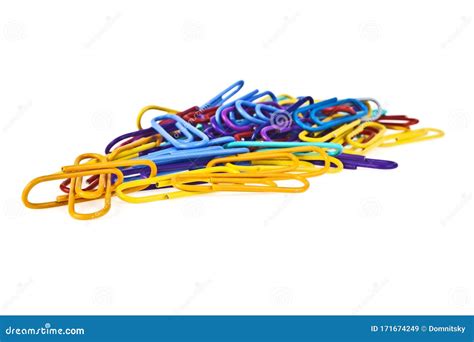 Bunch Of Colorful Paper Clips Isolated On White Background Stock Image