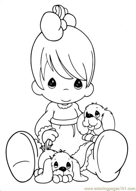 Puppy kitty coloring pages #711610 (license: Coloring Pages 037 (Cartoons > Precious moments) - free ...