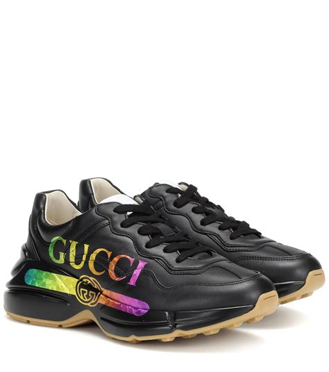 Gucci Rhyton Leather Sneakers In Black Lyst