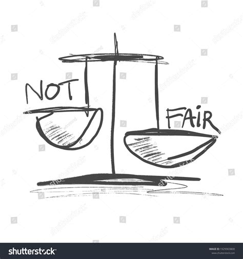Drawing Scales Justice That Convey Injustice Stock Illustration