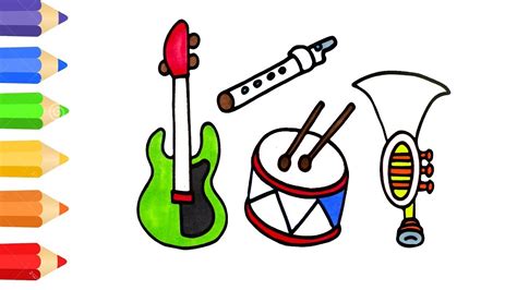 Whereas a marked use of straight lines displays aggressiveness. How to draw musical instrument Coloring pages for kids Art ...