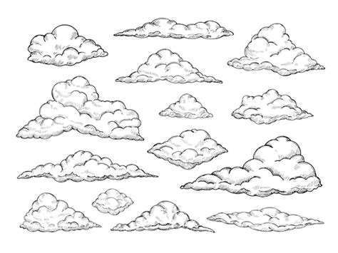 Premium Vector Sketch Clouds Hand Drawn Sky Cloudscape Outline