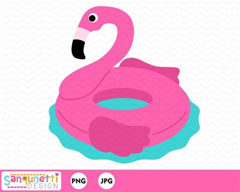 Flamingo Clipart Flamingo Pool Float Clip Art Summer Digital Etsy