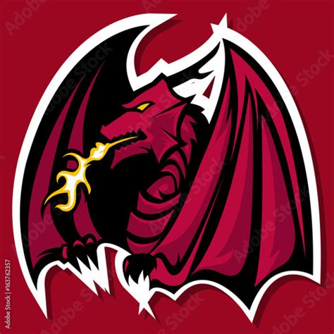 Powerfull Red Dragon Mascot Logo Team Or Gaming Stock Vector Adobe Stock