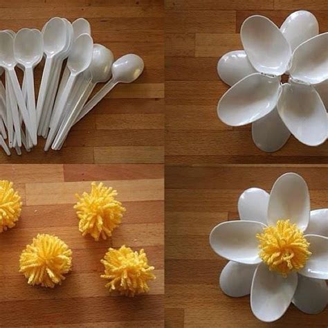 Flower Made Out Of Plastic Spoons Plastic Spoon Crafts Wooden Spoon