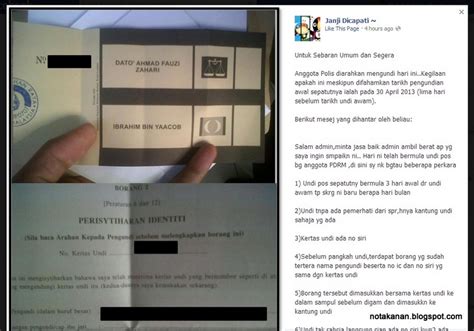 Ni contoh macam mana rupa kertas undian yang sepatutnya diterima oleh pengundi: notakanan: Undi Pos Polis: Usaha memburukkan imej SPR bagi ...