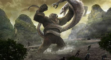 Desktop Wallpaper Kong Skull Island Kong Reptiles Fight Art Hd