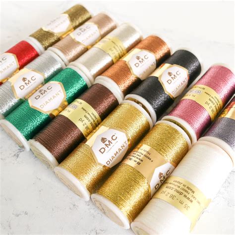 Dmc Diamant Metallic Embroidery Thread 14 Color Pack Stitched Modern