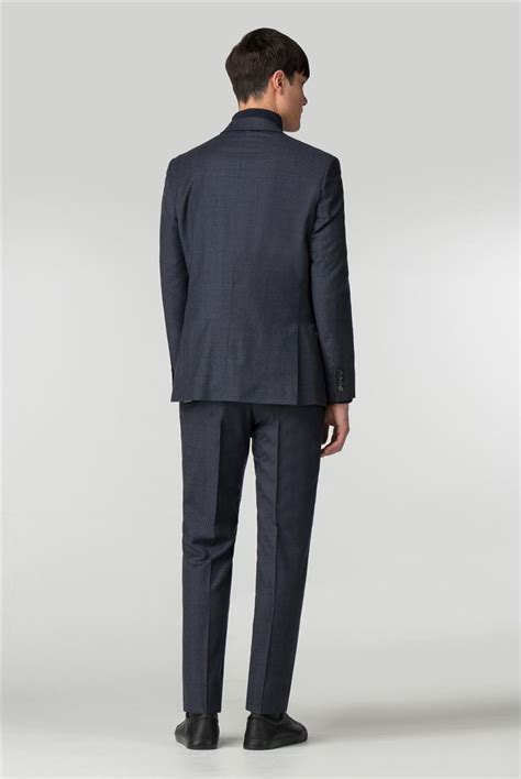 Ben Sherman Navy With Blue Overcheck Slim Fit Suit