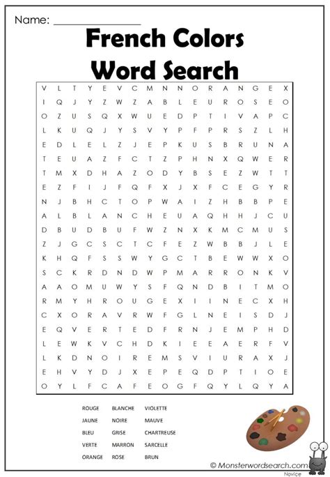 french colors Word Search in 2021 | French colors, English vocabulary ...
