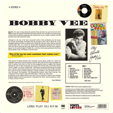 Bobby Vee Second Album 180 Gram Jazz Messengers