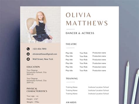 Child Actor Resume Template Canva Child Acting Resume For Etsy