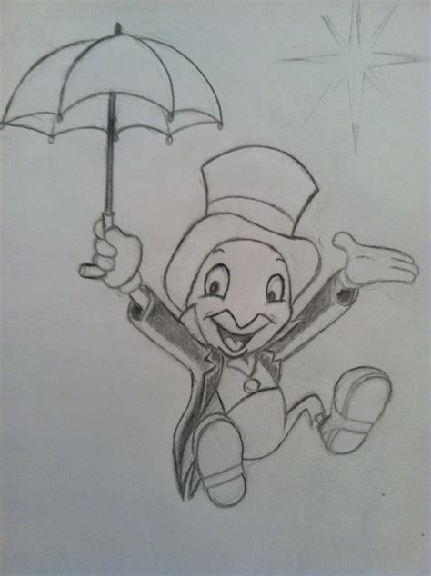 Jiminy Cricket Sketch Drawings Watercolor Cards Artwork