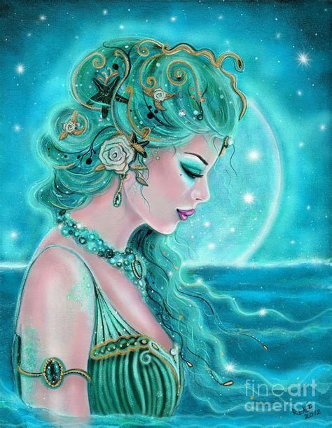 Moonlit Mermaid Painting By Renee Lavoie Fine Art America