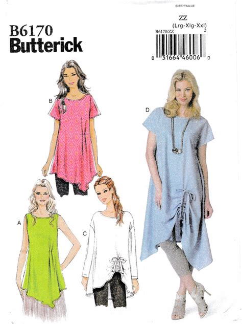 Butterick B Misses Pullover Tunic Sewing Pattern Front Pleats