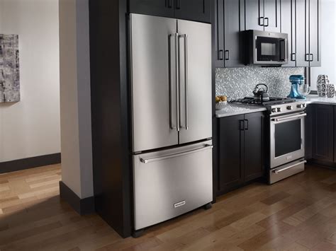 When you want to remove kitchen cabinets, the easiest thing to start with is the doors and the drawers. KitchenAid Overlay French Door Refrigerator - KRFC302EPA