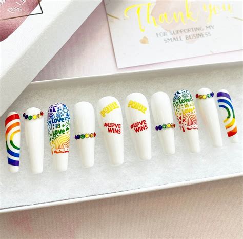 Love Wins Pride Press On Nails Pride Month Nails Luxury Etsy Uk