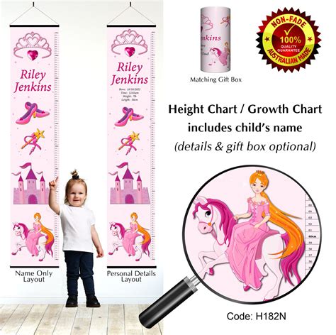 4 My Child Height Growth Chart With Princess On Horse