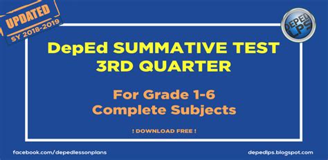 Deped Summative Test 3rd Quarter Grade 1 6 All Subjects Sy 2018 2019