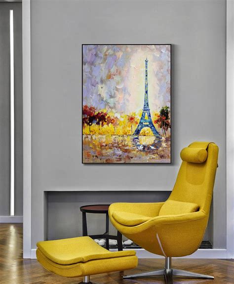 Large Paris City Abstract Painting Cityscape Painting Etsy