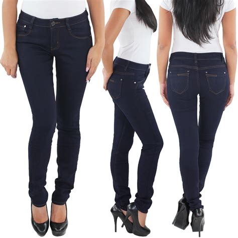 Sotala Damen Slim Fit Röhren Skinny Jeans Hüft Stretch Hose Blau 5 Pocket Hose Ebay