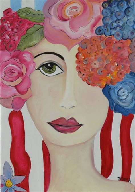 Lady With The Flowers In Her Hair Painting By Theresa Thirion Saatchi Art