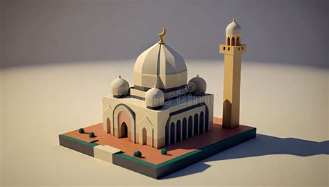 3d Mosque Model Minimalist Design Lego Miniature Like Design Ramadan