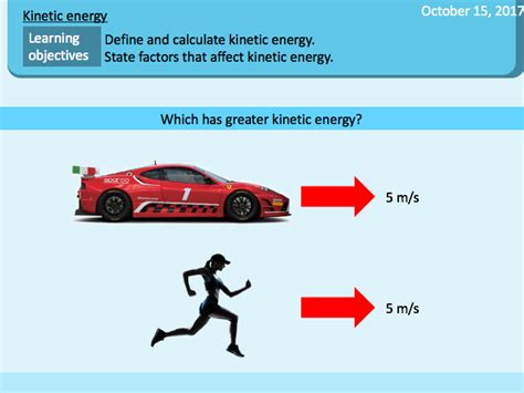 Kinetic Energy Kinetic Energy Calculations Motion Teaching Resources
