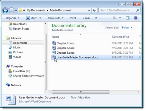How To Create A Master Document In Word 2010 From Multiple Documents