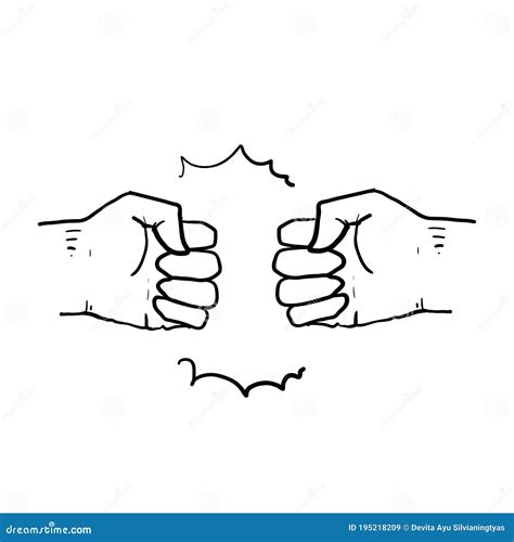 Hand Drawn Fist Bump Icon Illustration Vector Doodle Stock Vector
