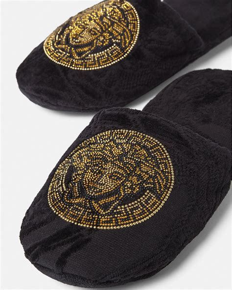 Versace Studded Medusa Slippers Home Collection Us Online Store