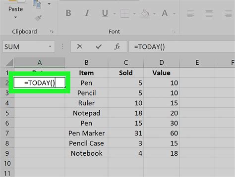 How to Add Today's Date in Excel: 7 Steps (with Pictures)