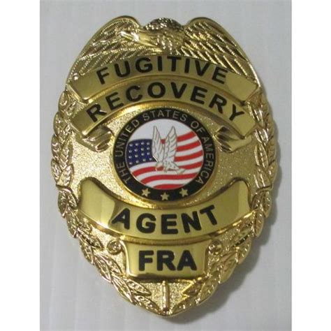 Fugitive Recovery Agent Gold With Belt Clip Replica Prop Badges