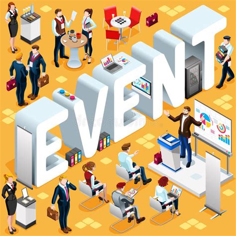 Isometric People Event Icon 3d Set Vector Illustration Stock Vector