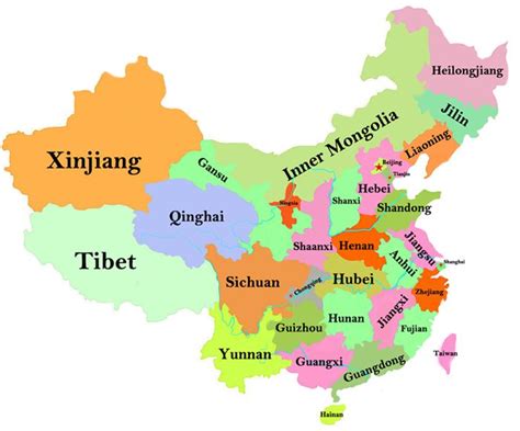 Chinese Provinces China Map Map Chinese Province