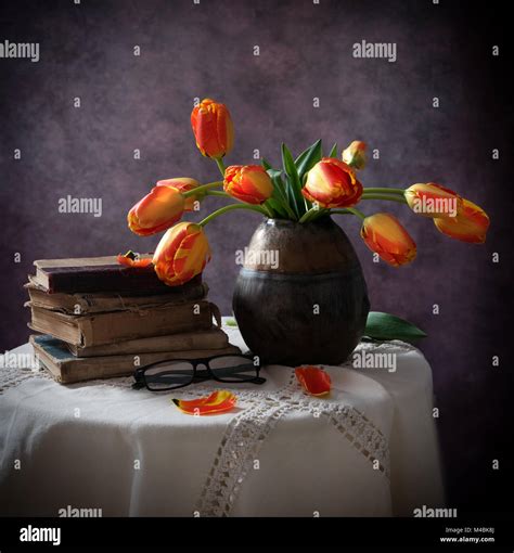 Beautiful Still Life With Flowers Stock Photo Alamy