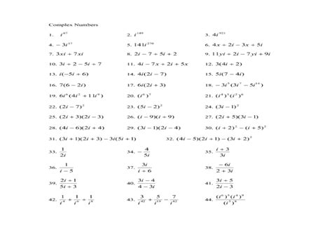 Complex Numbers To Powers Practice Worksheet
