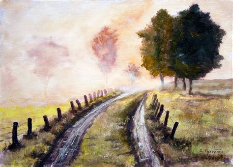 Misty Country Road Oil Painting Fine Arts Gallery Original Fine