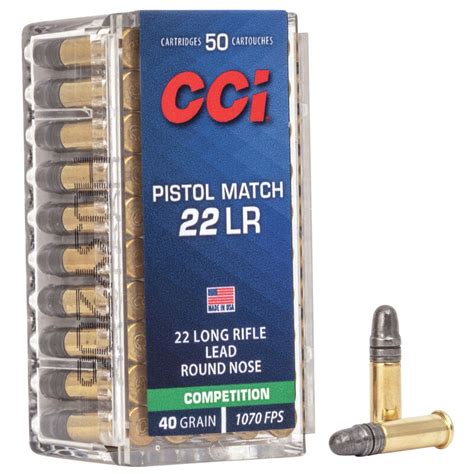 Cci Rimfire Ammunition 22 Lr Pistol Match Lrn 40gr 50box Fondprodukter
