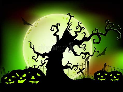 Scary Halloween Full Moon Night Background Stock Vector Illustration