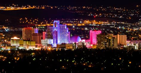 Reno Nevada Skyline Cityscape Panorama Night Stock Photo Download