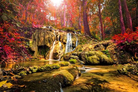 Marvelous Autumn Cascades In Thailand Forest Asia Stream Colorful